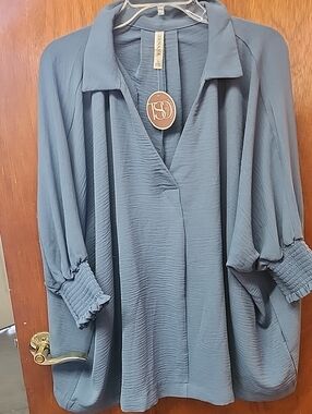 Zenana Outfitters Slate Blue Tunic Top
